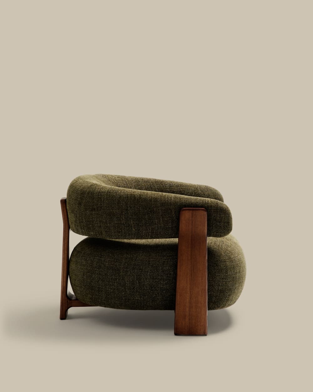 Fauteuil Granite en tissu chenille vert et pieds en bois de frêne finition noyer FSC 100 % - view 5