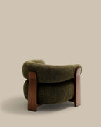 Fauteuil Granite en tissu chenille vert et pieds en bois de frêne finition noyer FSC 100 % - view 6