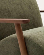 Fauteuil Meghan en chenille verte et bois de frêne finition noyer FSC Mix Credit - view 5