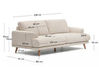 Canapé Karin 3 places en chenille beige et pieds en bois de hêtre avec finition ton naturel 228 cm - view 6