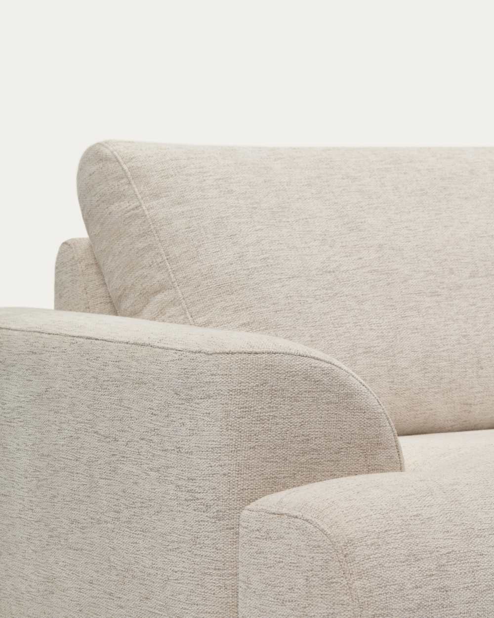 Canapé Karin 3 places en chenille beige et pieds en bois de hêtre avec finition ton naturel 228 cm - view 3