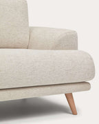 Canapé Karin 3 places en chenille beige et pieds en bois de hêtre avec finition ton naturel 228 cm - view 4