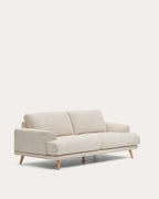 Canapé Karin 3 places en chenille beige et pieds en bois de hêtre avec finition ton naturel 228 cm - view 5