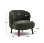 Fauteuil Ulit en chenille verte et pieds en bois de frêne finition ton noyer - view 6