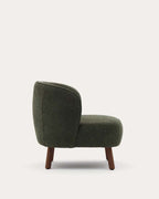 Fauteuil Ulit en chenille verte et pieds en bois de frêne finition ton noyer - view 5