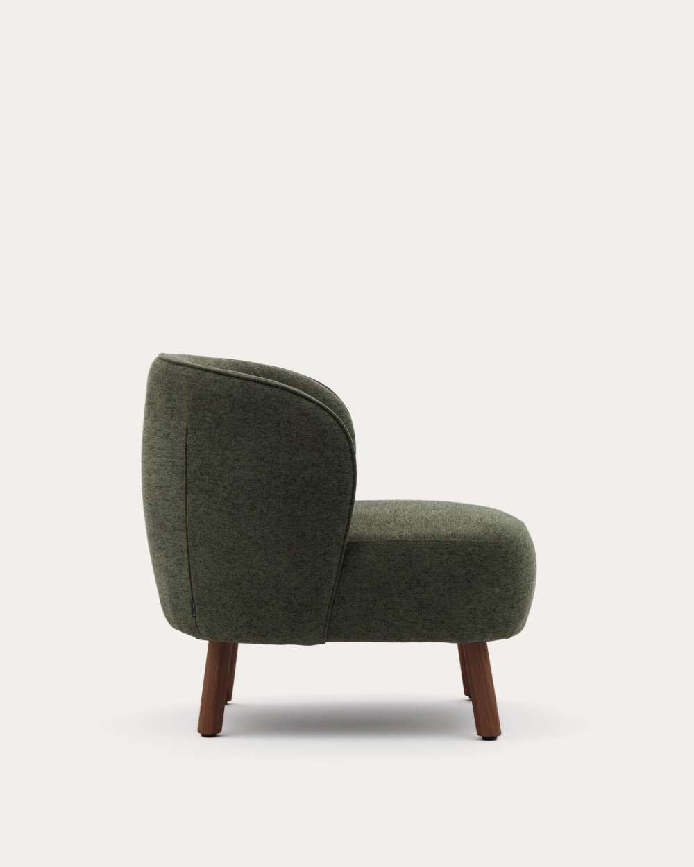 Fauteuil Ulit en chenille verte et pieds en bois de frêne finition ton noyer - view 5