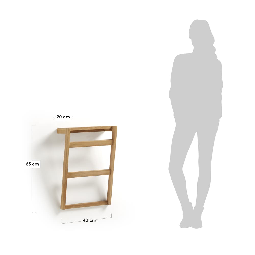 Porte-serviettes mural Kuveni en bois de teck 40 x 63 cm - view 6
