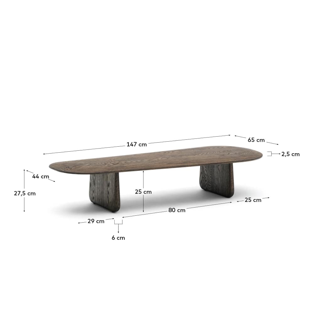 Table basse Pirita en bois de chêne finition foncée 147 x 65 cm FSC 100 % - view 6