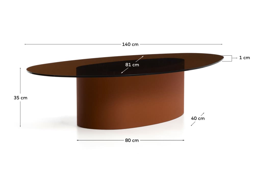 Table basse Olir en verre trempé et acier marron 140 x 80 cm - view 6