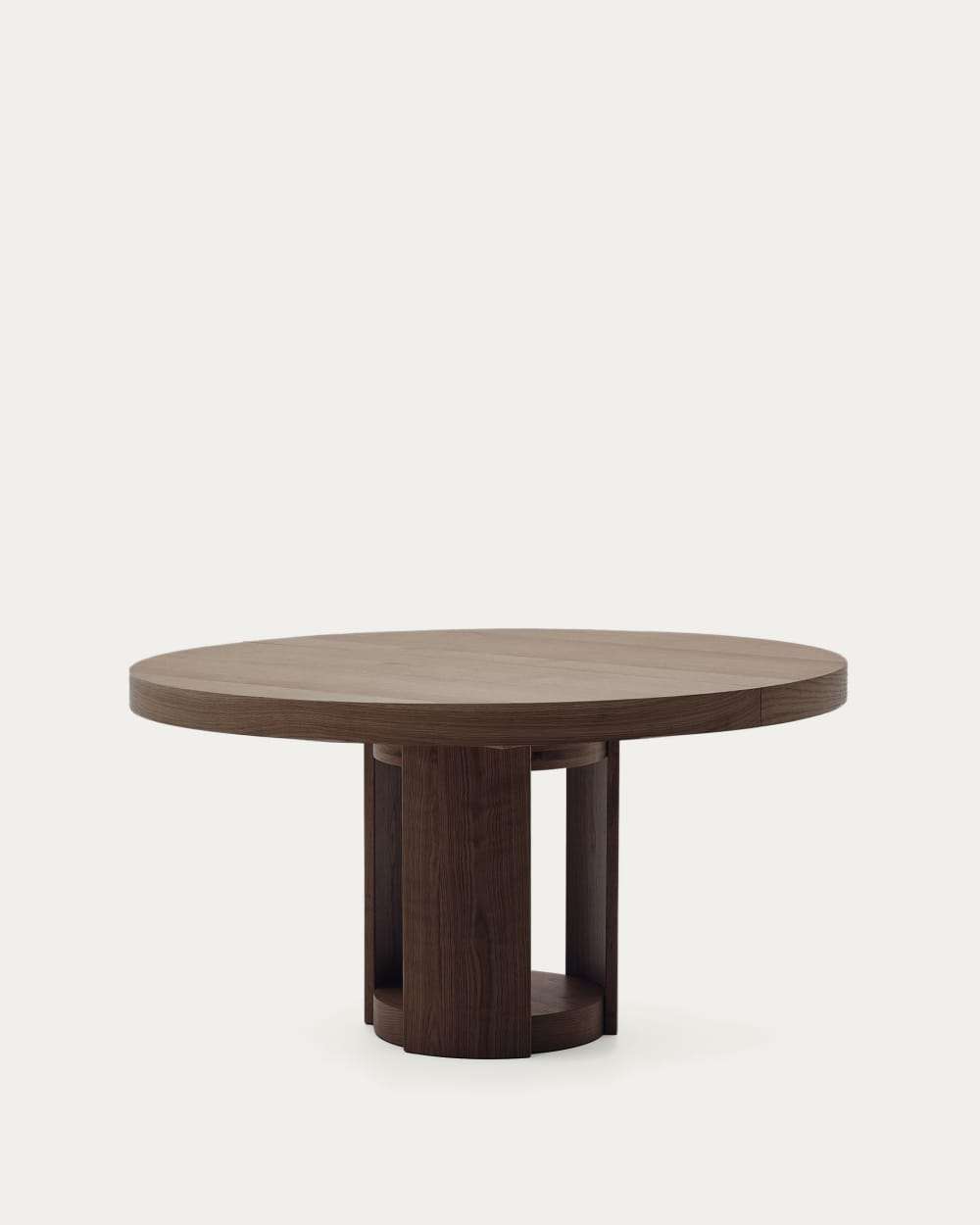 Table ronde extensible Artis en bois et placage de chêne avec finition ton noyer FSC 100 % 150 (200) x 80 cm