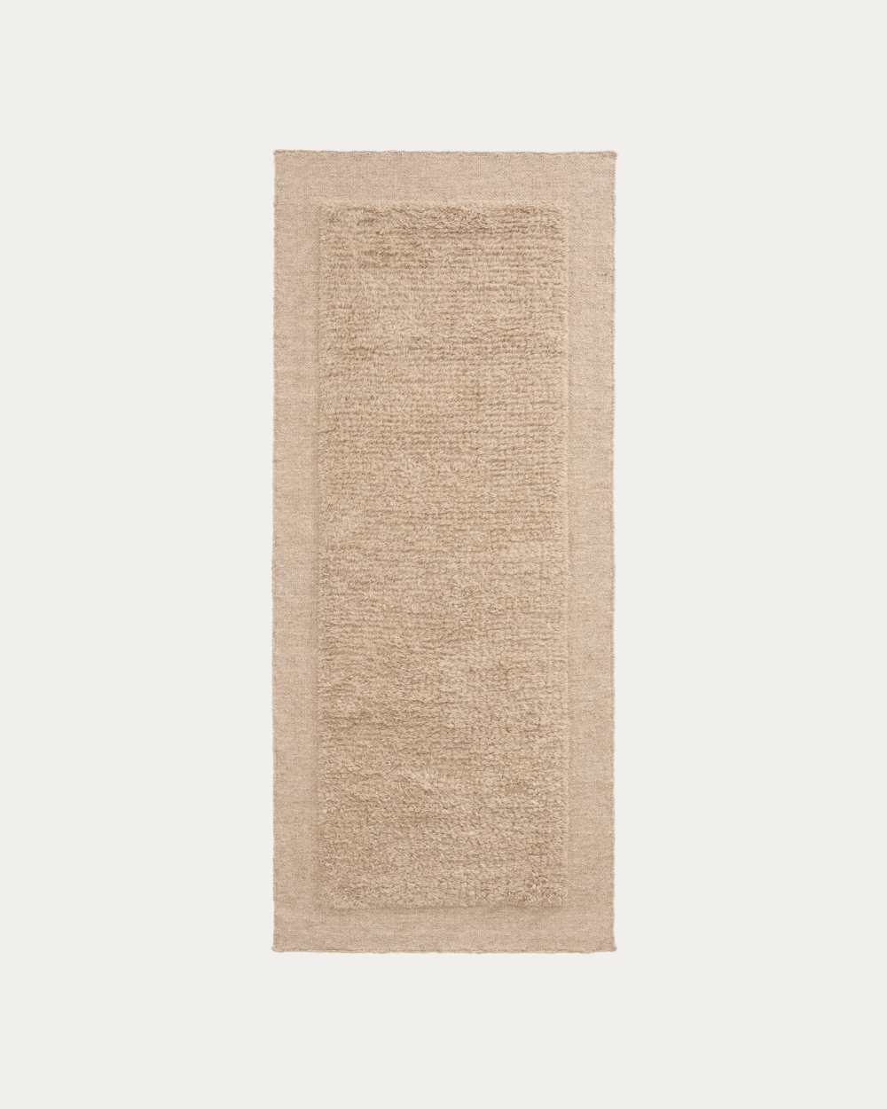 Tapis de couloir Marely en laine beige 200 x 80 cm