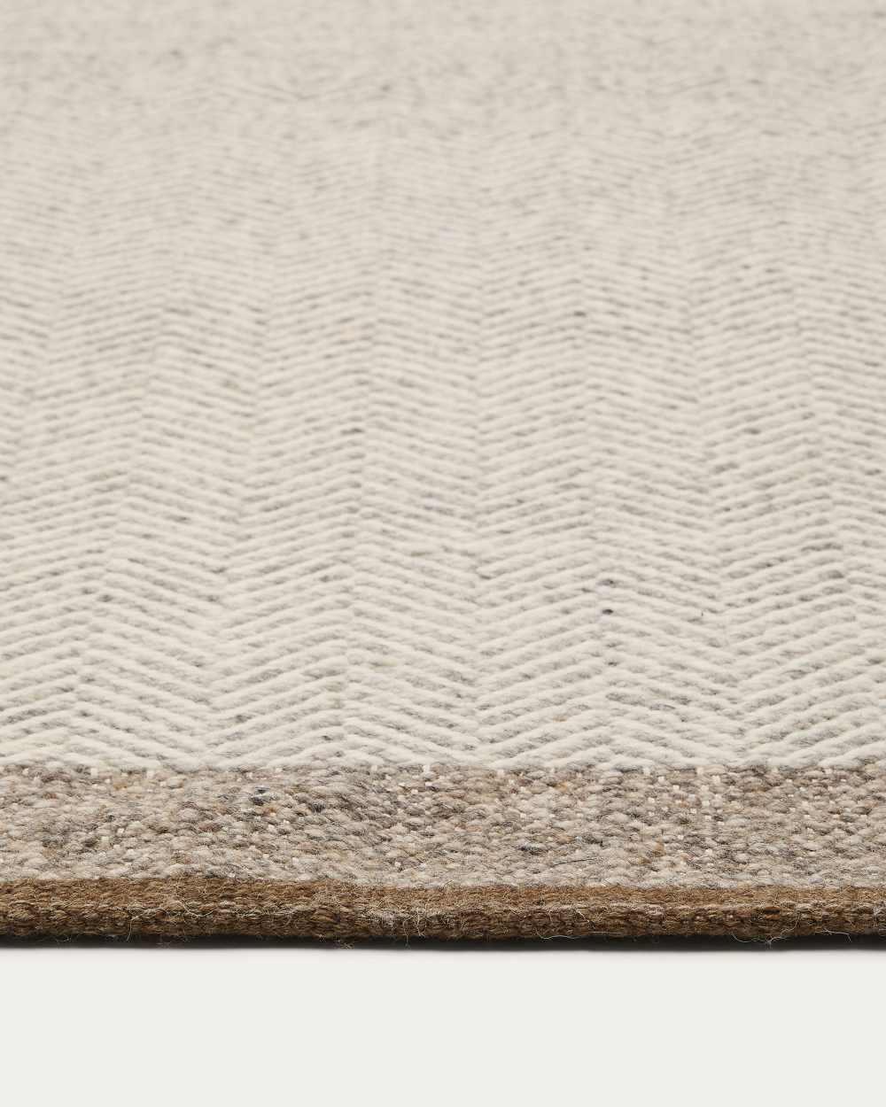 Tapis de couloir Nifelia jacquard en laine beige 200 x 80 cm - view 4