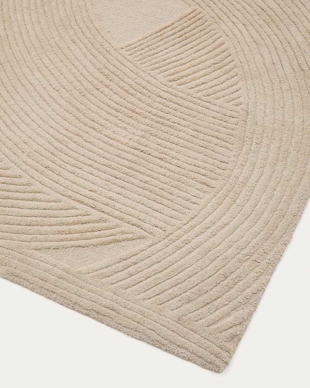 Tapis Domm en laine beige 160 x 230 cm - view 3