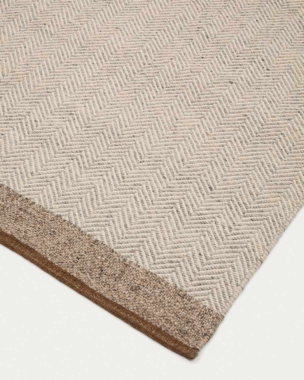 Tapis Nifelia jacquard en laine beige 160 x 230 cm - view 3