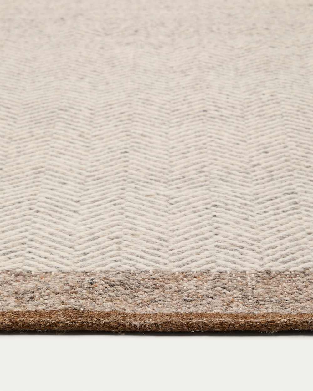 Tapis Nifelia jacquard en laine beige 160 x 230 cm - view 5