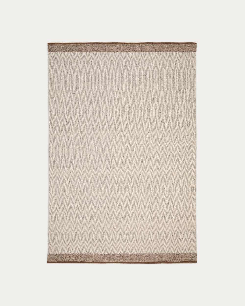 Tapis Nifelia jacquard en laine beige 160 x 230 cm
